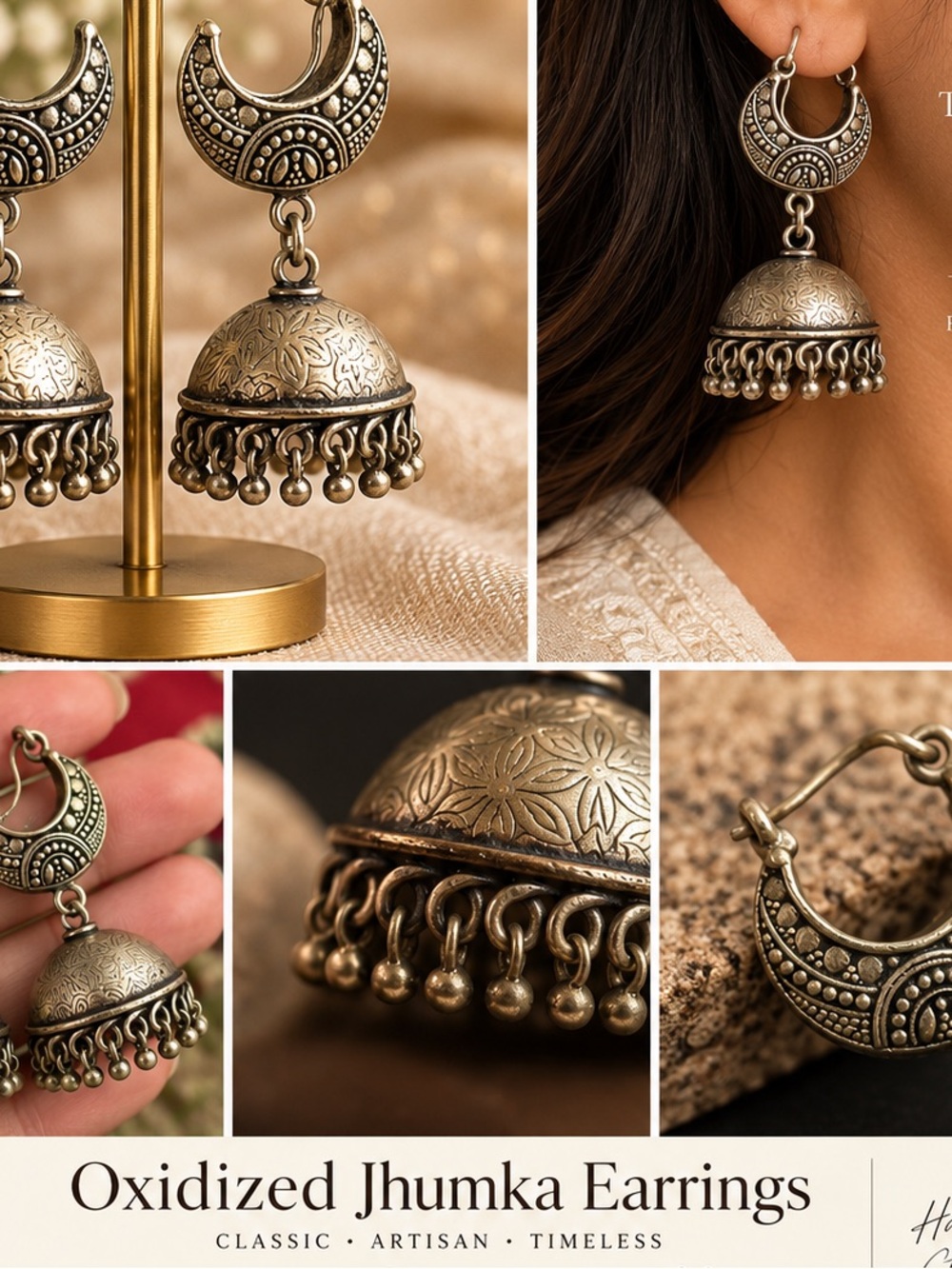 Handmade Indian Oxidized Jhumka Earrings | 11-Years-Old Artisan Jewelry